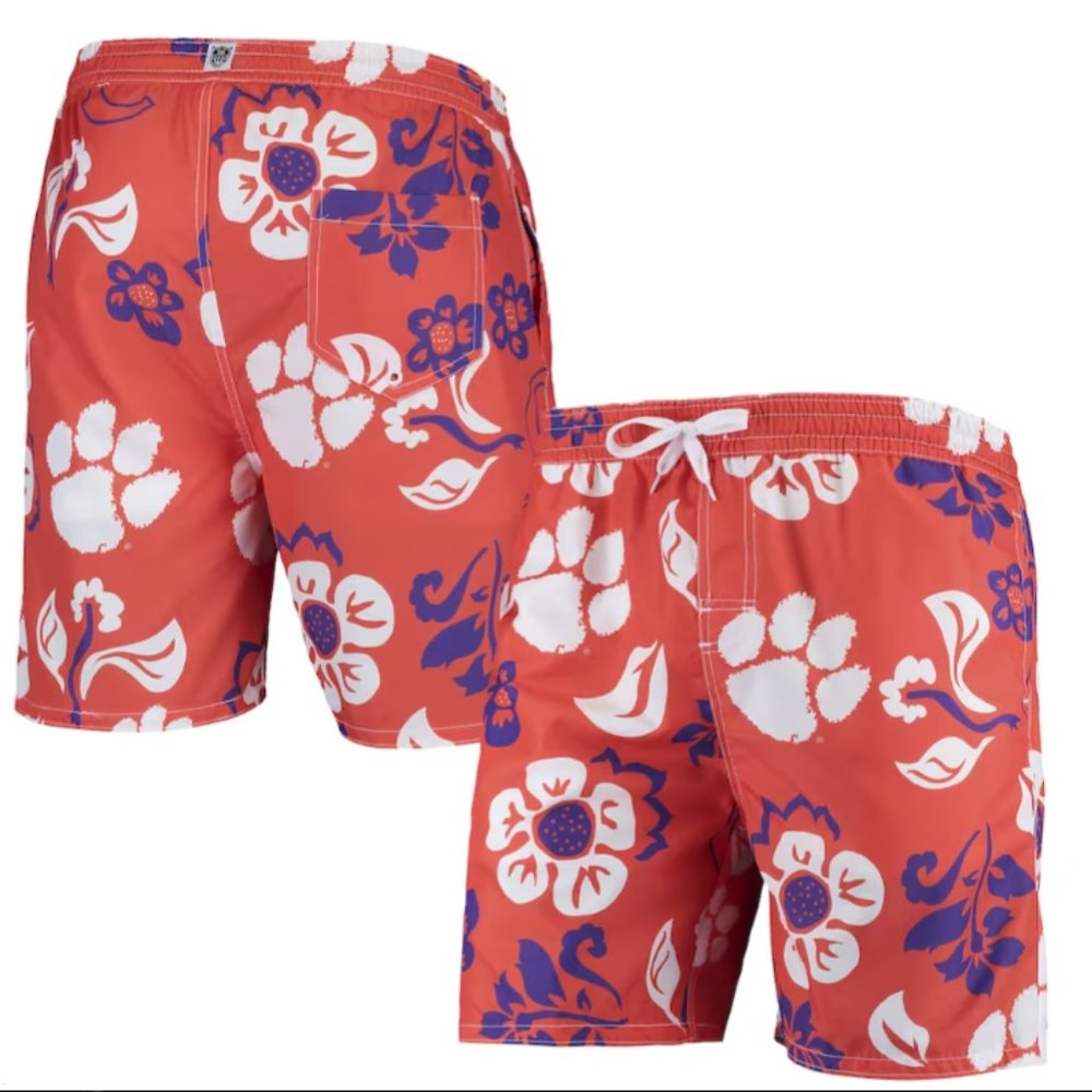 Clemson Tigers Wes & Willy Floral Volley Swim Trunks Men's Size XL